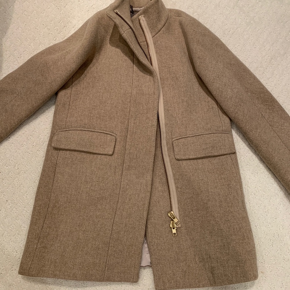 J Crew stadium cloth cocoon coat 0 tan